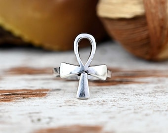 Gold Ankh Ring: Brass Egyptian Cross, Key of Life