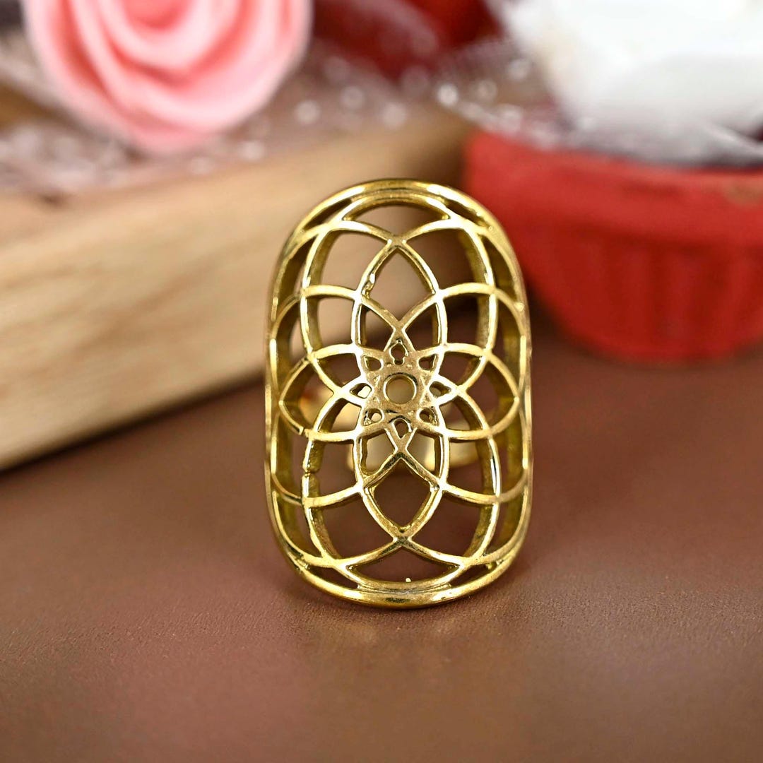Sacred Geometry Ring, Flower of Life Ring, Seed of Life Ring, Circle of ...