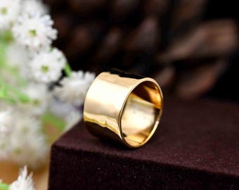 12MM Thick Band Ring-Cigar Band Minimalist Ring Modern Jewelry Statement Ring Thick Ring Stack Ring Gold Band Ring Jewelry Gift Golden Ring
