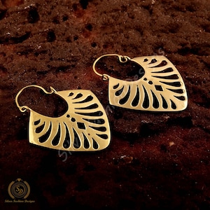 Bohemian earrings. Brass jewelry. Triangle earring.  jewelry. Tribal design