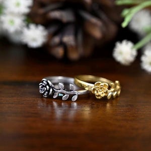 Dainty Floral Brass Ring: Handmade Boho Flower Jewelry