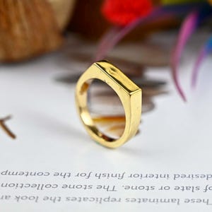 Brass Square Ring: Modern Geometric Stacking Band