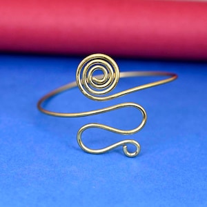 Arm Cuff, Koru Design, Upper arm cuff arm band spiral handmade made of brass, jewelry