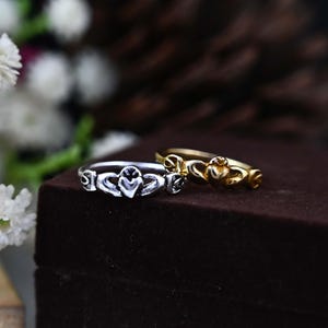 Gold Claddagh Ring: Tiny Celtic Irish Brass Ring