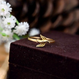 Gold Bird Ring, Stacking Bird Ring, Stackable, Stacking Ring, Silver Bird Band, Flying Bird Ring, Tiny Bird Ring, Silver Bird Ring Brass