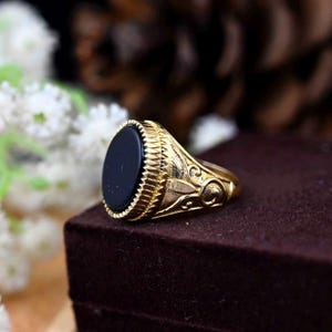 Black Obsidian Ring, Boho Ring, Gold Plated Ring, Natural Black Obsidian Gemstone Ring for her, Natural Stone Ring, Mom Gift Ring
