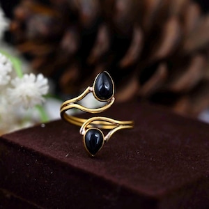 Boho Black Tourmaline Ring: Sterling Silver Statement Jewelry