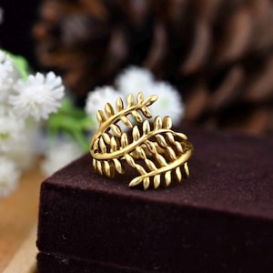 Gold Leaf Brass Ring: Dainty Minimalist Stacking Ring