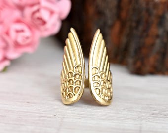 Angel Wing Ring, Adjustable Brass Memorial Jewelry