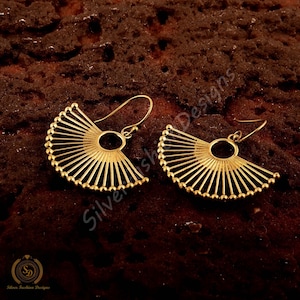 Boho Tribal Hoop Earrings; Ethnic, Mandala minimalist Creoles, huggie curls, gold creoles, women's gift, boho rings, boho earrings