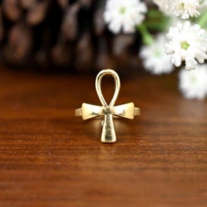 Gold Ankh Ring: Egyptian Key of Life Cross Ring