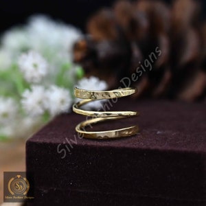 Thumb Ring, Gold Thumb Ring, Coil, Bypass, Adjustable, Wrap Around, Polished, #goldthumbrings Thumb Rings for Women