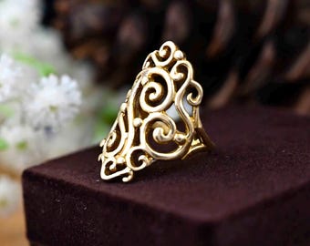 Gold Filigree Ring, Brass Filigree Ring,  Ring For Women, Statement Ring, Dainty Ring, Gold Rings For Women,Boho Ring,Christmas Gifts