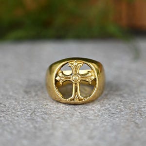 Gold Ankh Ring: Handmade Egyptian Cross, Key of Life Ring