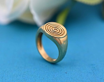 Brass Spiral Ring, Boho Thumb Ring