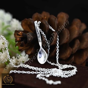 Brass Tiny Spoon Pendant ,Silver Mini Spoon Pendant Necklace Cute Charm