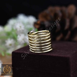 Gold Wrap ring, Wrap Spiral Ring, Swirl Statement Ring, Triple Coil Ring, Gift for Her, Simple Ring, gold thumb ring, gold wraparound