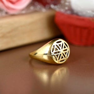 Filigree Gold Brass Ring: Handmade Statement Jewelry