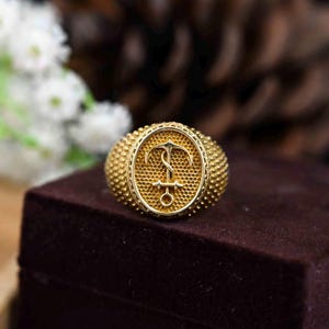 Gold Anchor Brass Ring: Stackable Nautical Jewelry