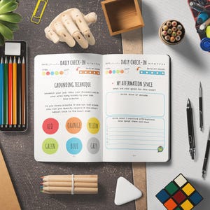 Diario delle affermazioni per bambini Quaderno di esercizi di radicamento Abitudini quotidiane di cura di sé Mindfulness Pensiero positivo per bambini Diario della gratitudine da colorare