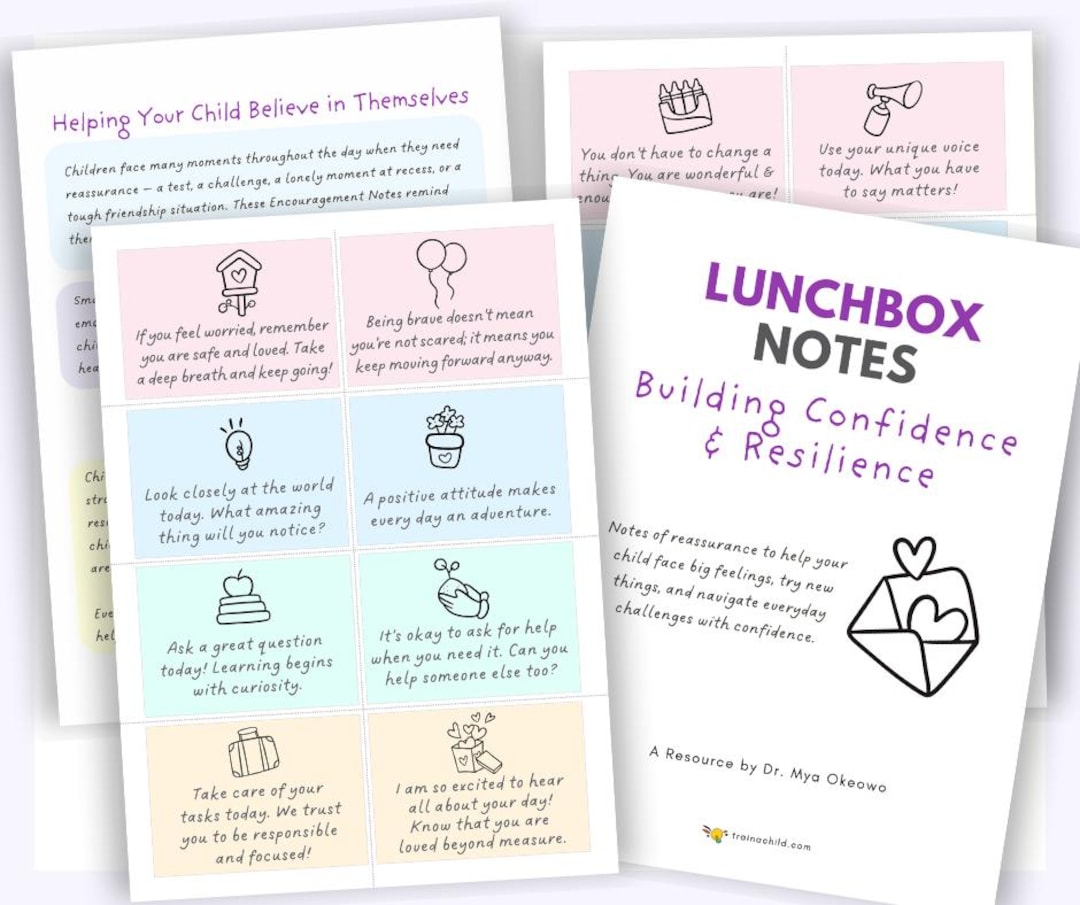 Lunch Box Notes for Kids Confidence & Resilience | Positive Affirmation ...