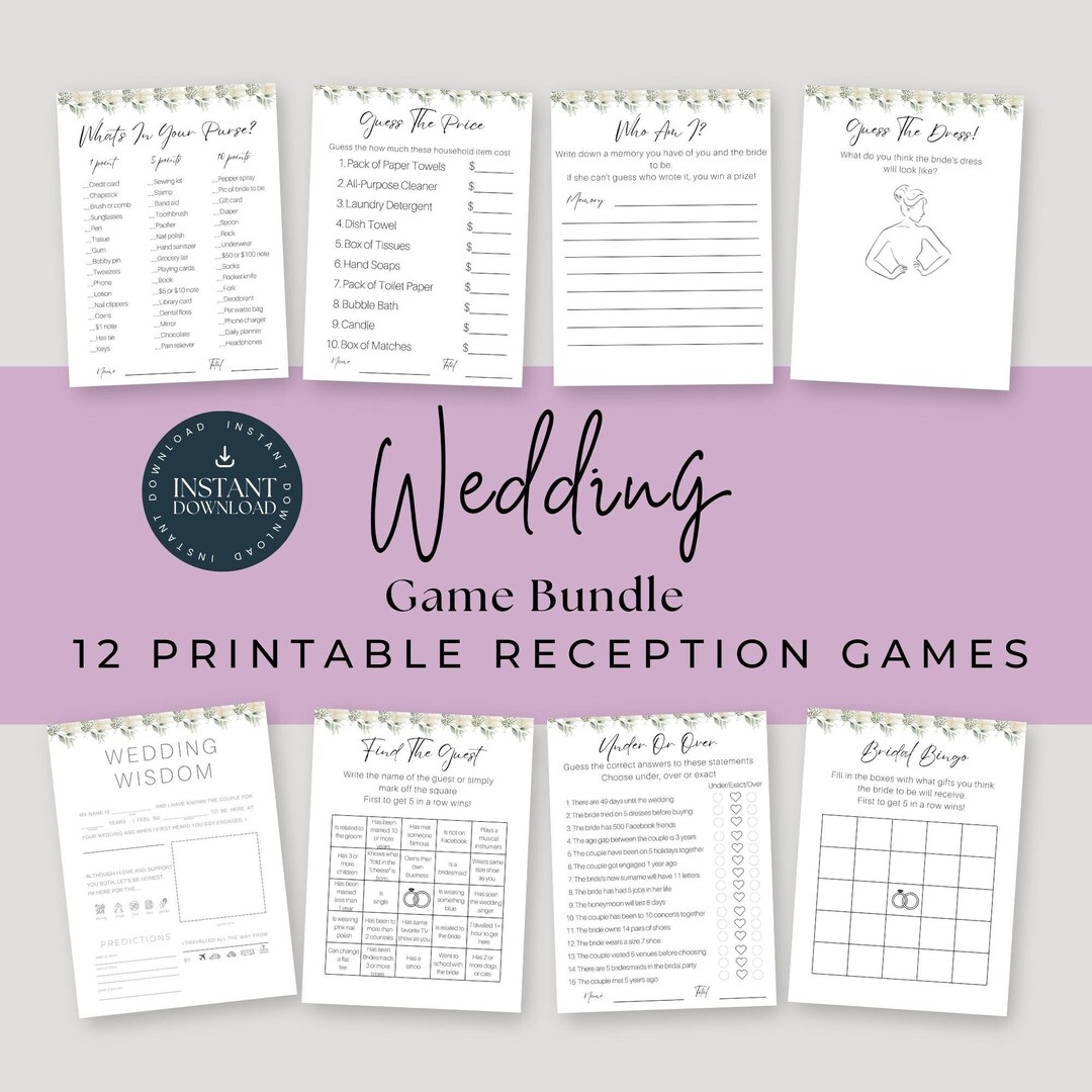 Bridal Shower Games Bride Bingo Wedding Canva Game Wedding Table Games