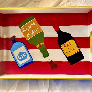 Hand-Painted Wine Serving Tray: Bohemian Decor (14&quot;x10&quot;)