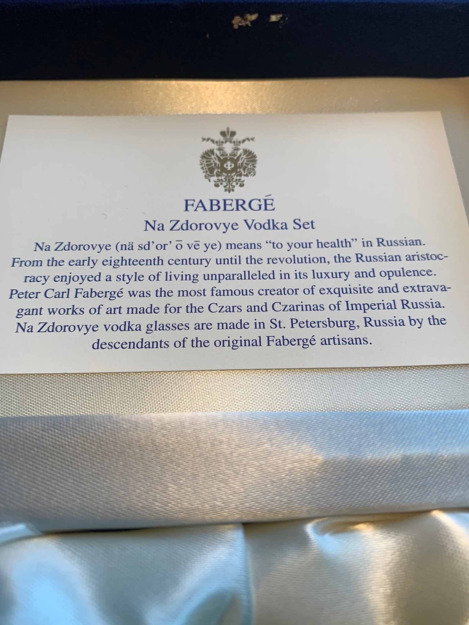 Fabergé Imperial Collection Na Zdorovye Edition 1 Vodka Shot Fabergé Imperial Collection Na Zdorovye Edition 1 Vodka Shot