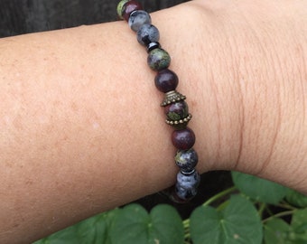Dragonblood and larvakite bracelet