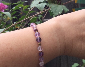 Amethyst coin bead bracelet