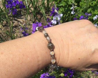 Garden quartz and rutilated quartz   bracelet