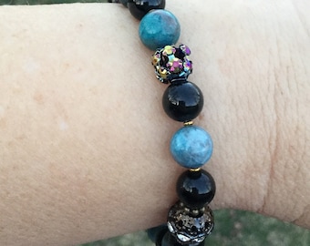 Rainbow obsidian and Apatite bracelet