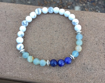 Sodalite, blue onyx, and howlite bracelet