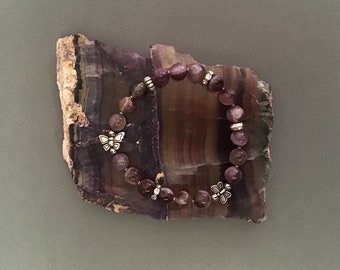 Amethyst butterfly bracelet