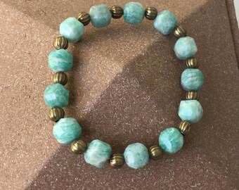 Greenish blue Amazonite aqua bracelet