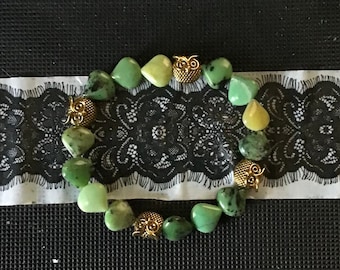 Chrysoprase owl bracelet