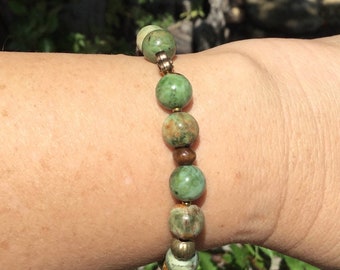 Rainforest jasper bead bracelet