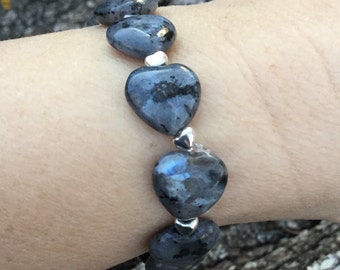 Larvikite heart bracelet