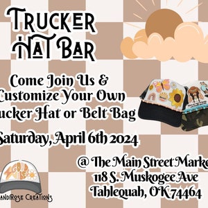 Tan Checkered Theme Trucker Hat Bar - Editable Event