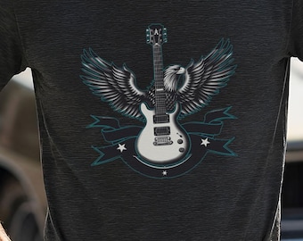 T-shirt elektrische gitaar Eagle | Uniseks rockbandshirt | Sqwinx®