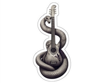 Snake Guitar Vinyl Sticker: Rocker Graphic Decal