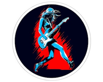 Guitar Player Vinyl Sticker: Rock Musician Graphic