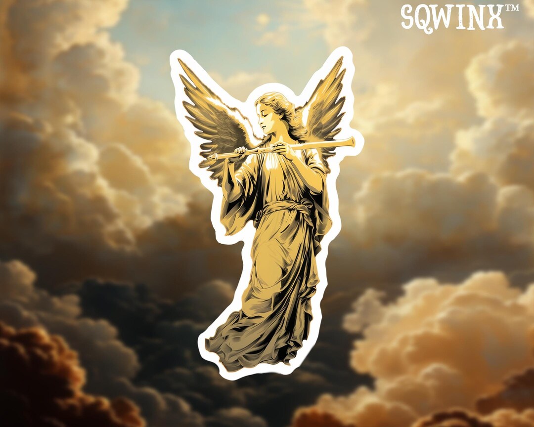 Flute Musical Instrument Sticker Musician Sticker | Flute Player Sticker | Angel Playing Flute Graphic ...