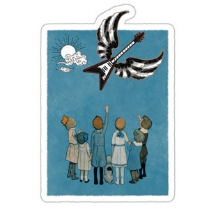 Electric Guitar Sticker | Instrument Sticker | Flying V Sticker | Guitar Graphic With Kids Sticker | Sqwinx