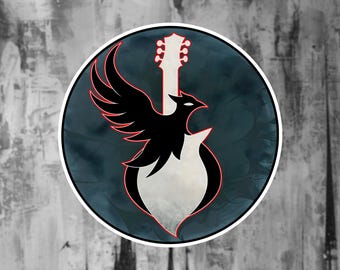 Pegatina de guitarra Phoenix / Redondo troquelado / Calcomanía musical / SQWINX™
