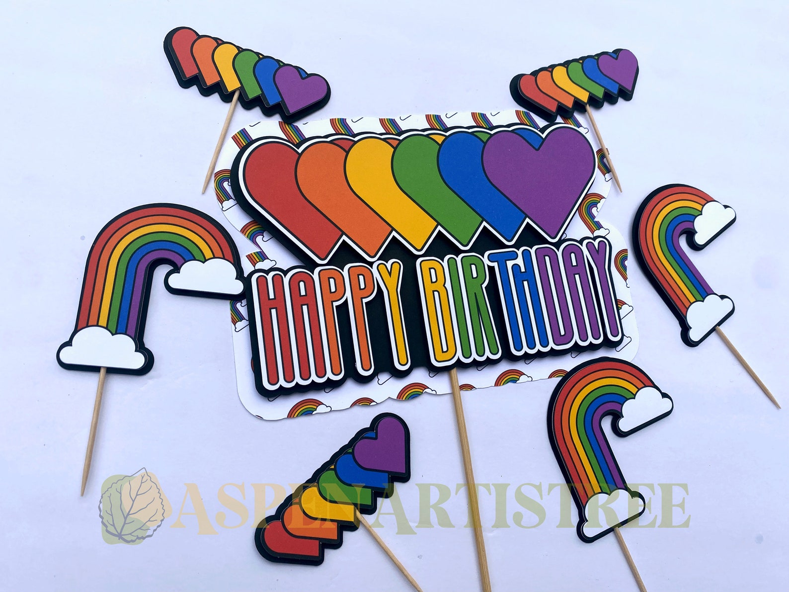 Rainbow Cake Topper Pride Cake Topper Custom Cake Topper Etsy