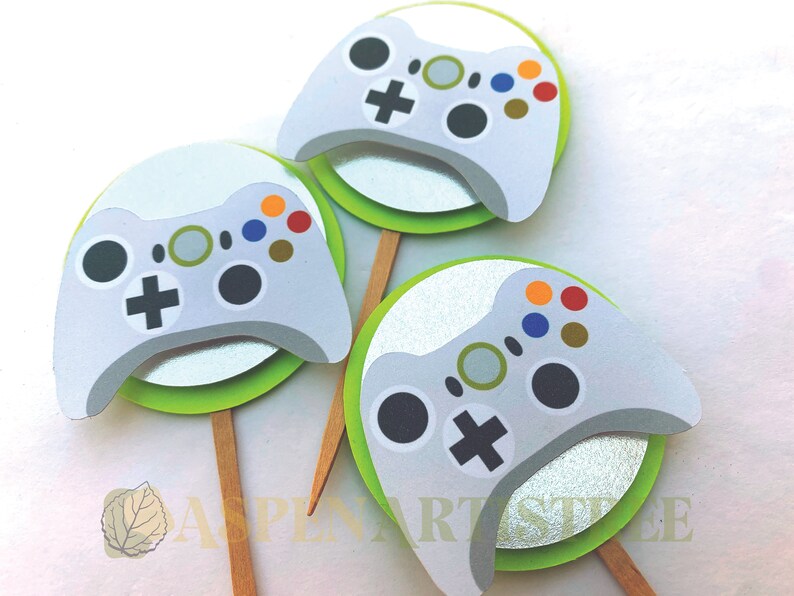 Video Game Cupcake Toppers Gaming Party Decorations Gaming Etsy