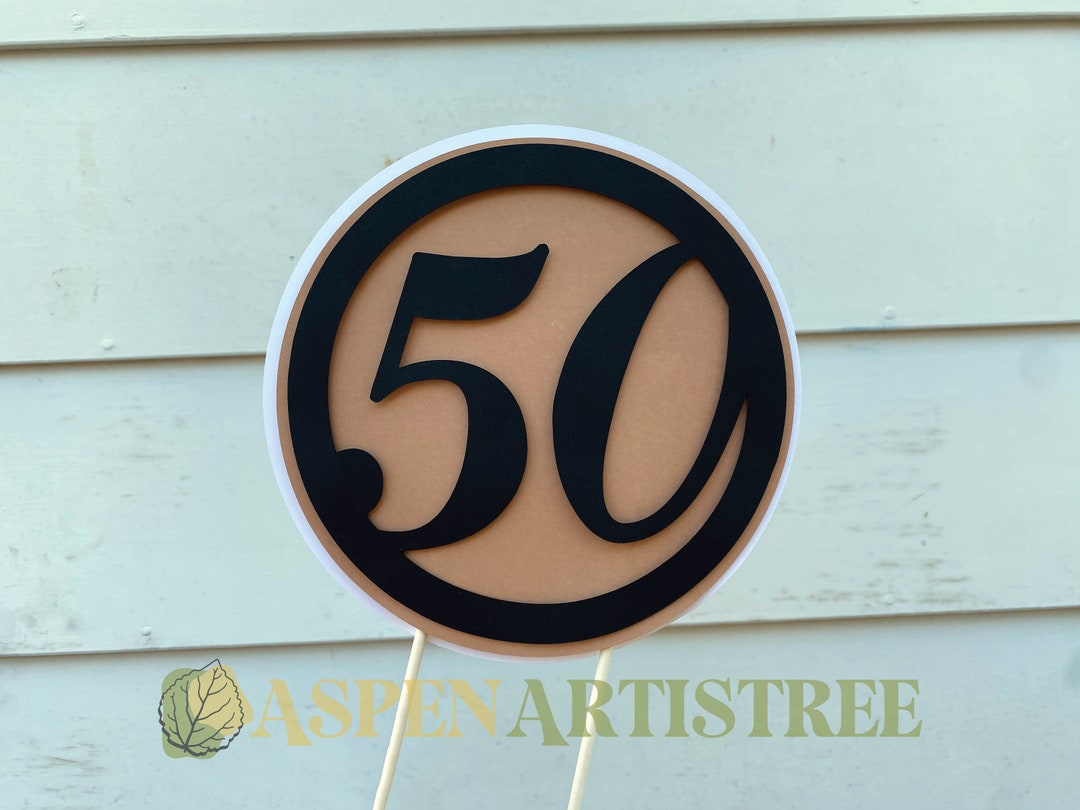 50th Birthday Cake Topper Men's Birthday Cake Topper Neutral 50 Cake Topper Neutral Colors Cake