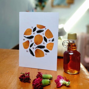 Tarjeta de felicitación con impresión de flores prensadas / Cumpleaños / Aniversario /