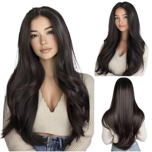 Lace Front Wig Heat Resistant Wig 13x4 Free Part Front Lace Wig 28” Long Straight Baby Hair Pre-plucked Black Wig HD Transparent Lace